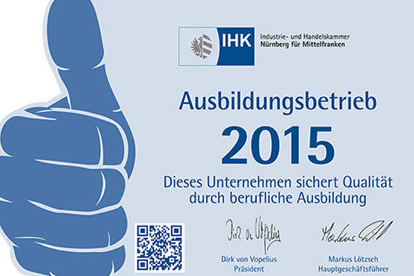 Urkunde IHK Ausbildungsbetrieb 2015