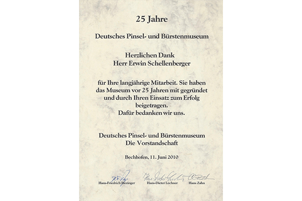 Dankesschreiben an Erwin Schellenberger