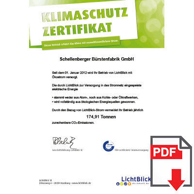 Klimaschutz Zertifikat von LichtBlick zum Download